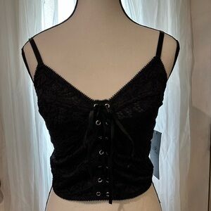 Mono B Black Nylon-Spandex Top